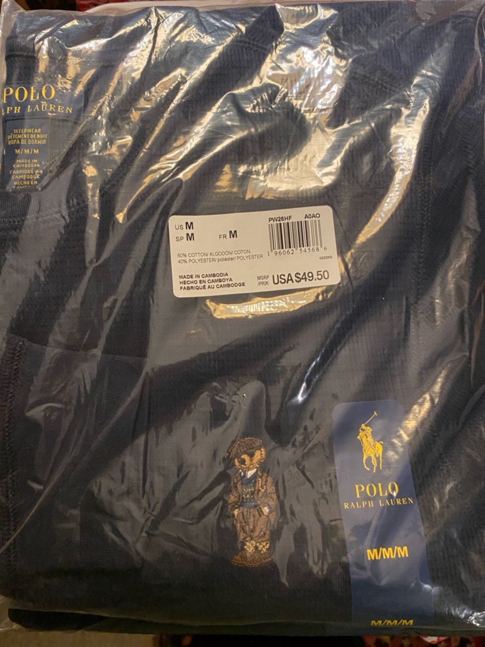 Polo Ralph Lauren Polo Bear english bear waffle weave t shirt long sleeve